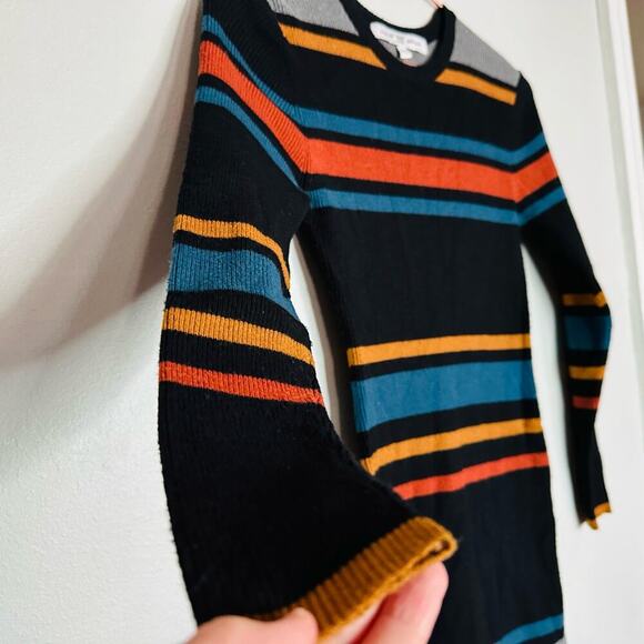 CUPCAKES AND CASHMERE Black Striped Knit Sweater Crew Neck Mini Dress Size M - Picture 11 of 12